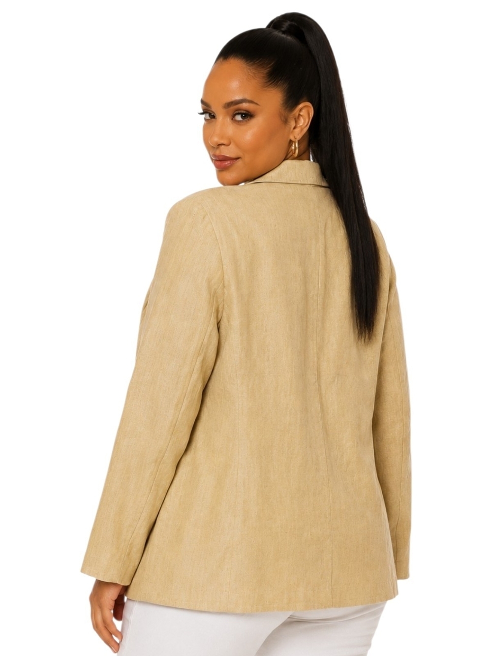 Courtenay Women's Beige Linen Blend One-Button Blazer Jacket Size 12. - Picture 3 of 6